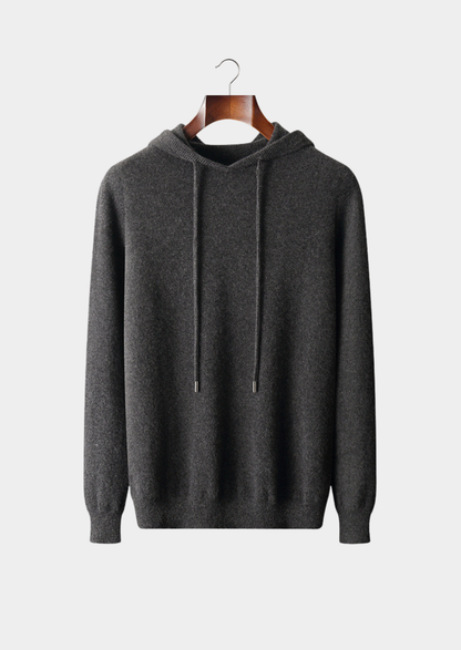 Pure Extra-Fine Merino Wool Dark Gray Leisure Hoodie | Arventti