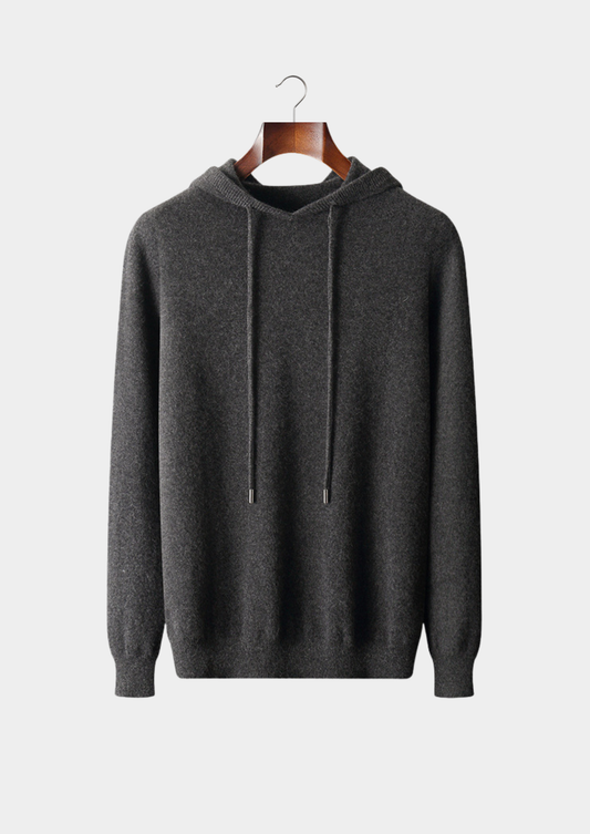 Pure Extra-Fine Merino Wool Dark Gray Leisure Hoodie | Arventti