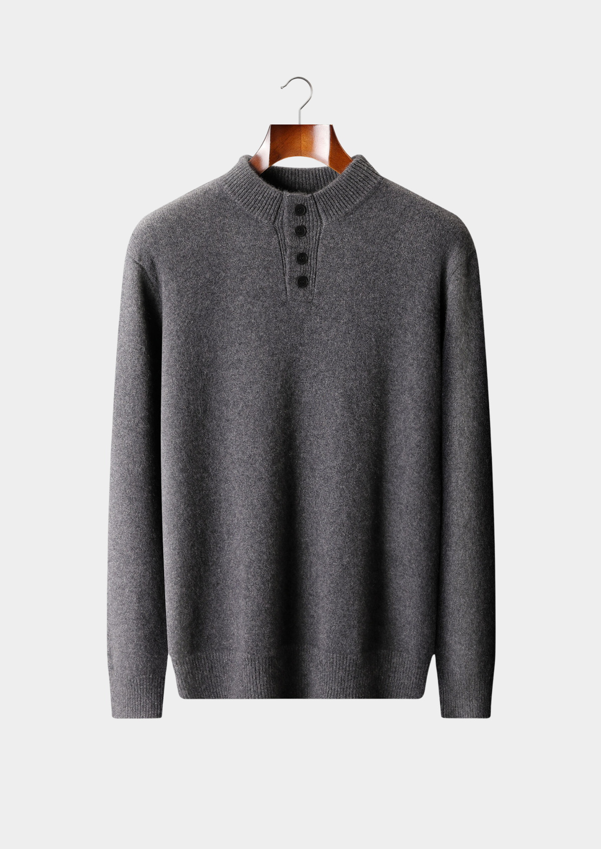 Pure Cashmere Dark Gray Button Sweater | Arventti