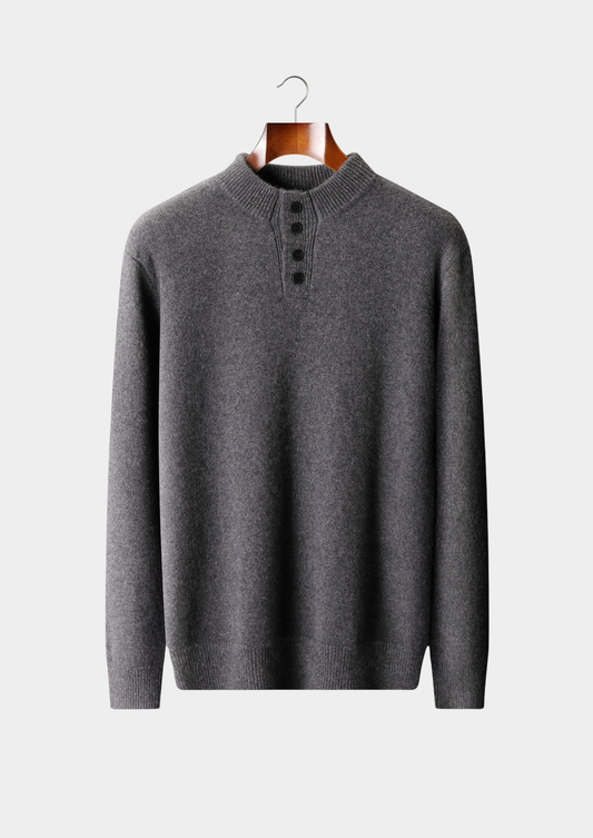 Pure Cashmere Dark Gray Button Sweater | Arventti