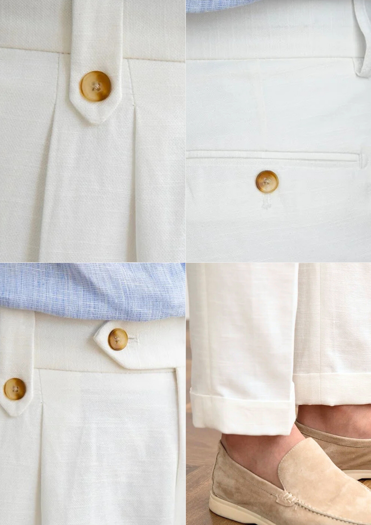 Cagliari Pleated Coastal Trousers - White | Arventti