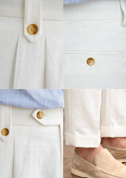 Cagliari Pleated Coastal Trousers - White | Arventti