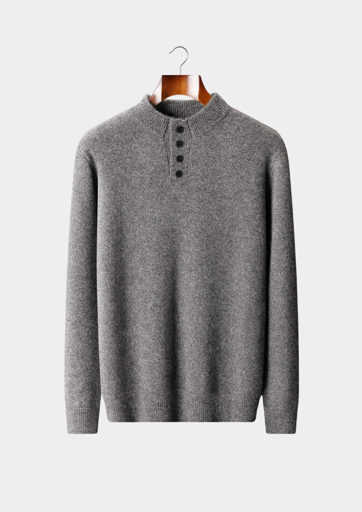 Pure Cashmere Light Gray Button Sweater | Arventti