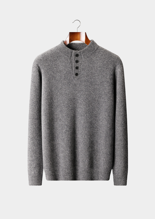 Pure Cashmere Light Gray Button Sweater | Arventti