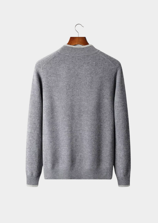 Pure Extra-Fine Merino Wool Two-Tone Zip Cardigan | Arventti