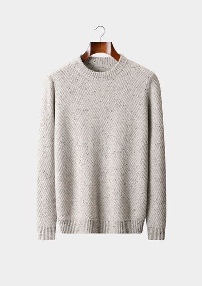 Pure Cashmere Light Gray Herringbone Crewneck | Arventti