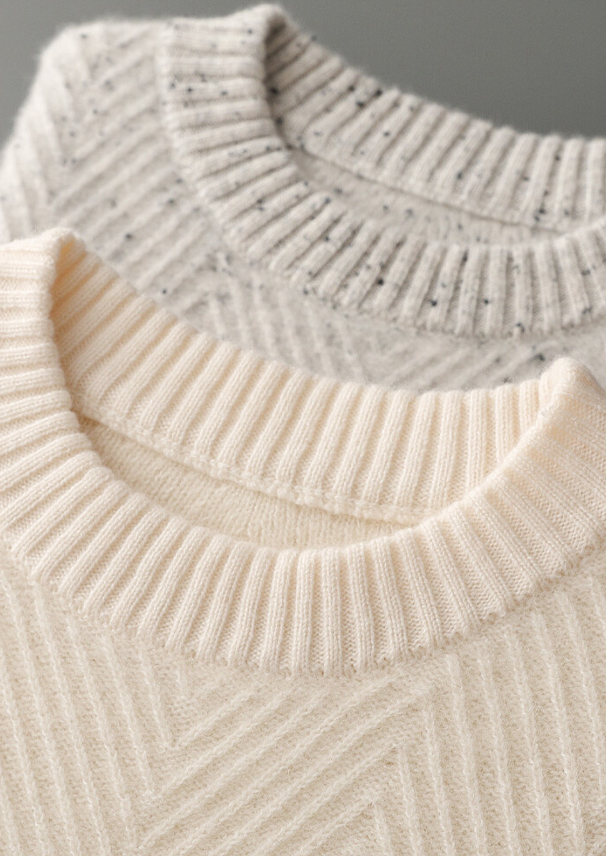 Pure Cashmere Light Gray Herringbone Crewneck | Arventti