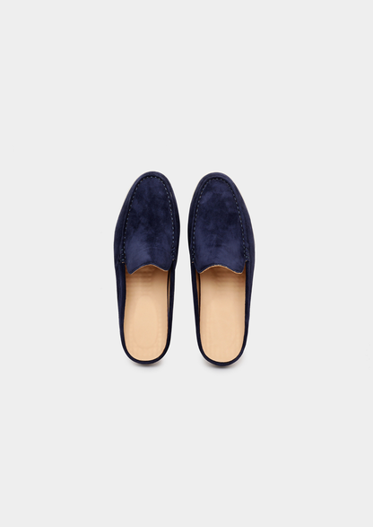 Navy Blue Marina Suede Slipper | Arventti