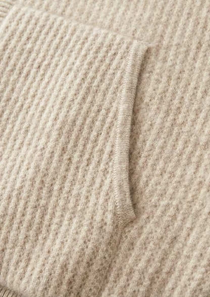 Pure Extra-Fine Merino Wool Ribbed Zipper Hoodie | Arventti
