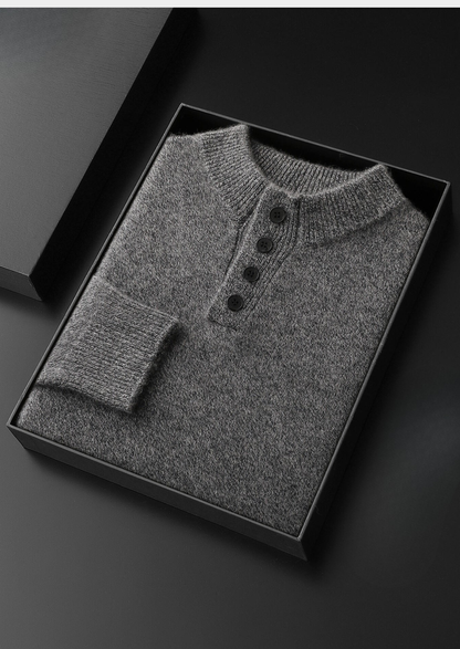 Pure Cashmere Light Gray Button Sweater | Arventti