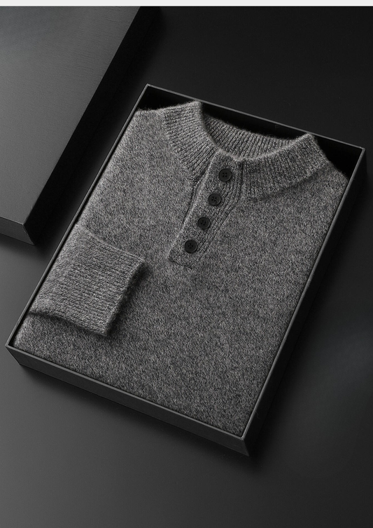 Pure Cashmere Light Gray Button Sweater | Arventti