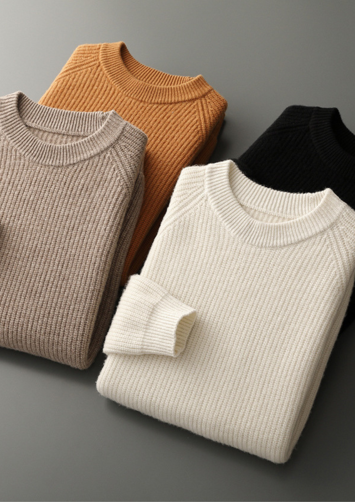 Pure Extra-Fine Merino Wool Ribbed Raglan Crewneck | Arventti
