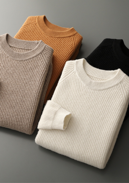 Pure Extra-Fine Merino Wool Ribbed Raglan Crewneck | Arventti