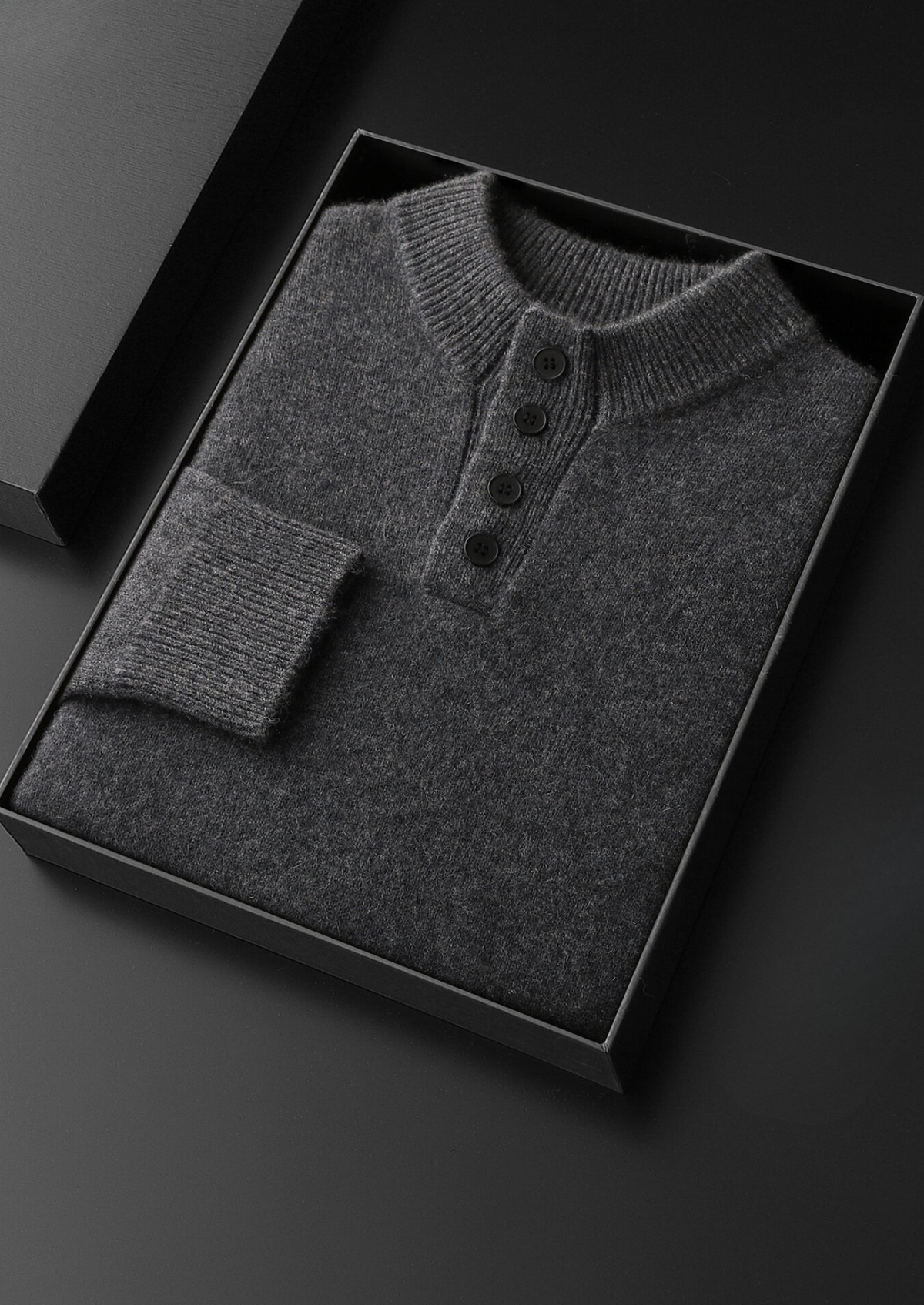 Pure Cashmere Dark Gray Button Sweater | Arventti