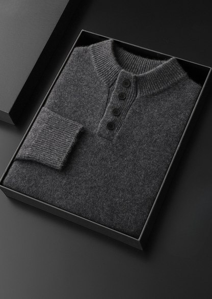 Pure Cashmere Dark Gray Button Sweater | Arventti