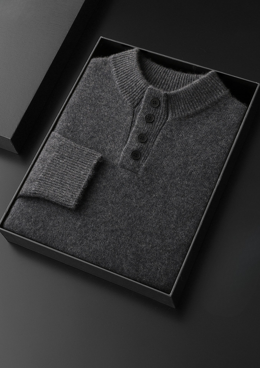 Pure Cashmere Dark Gray Button Sweater | Arventti