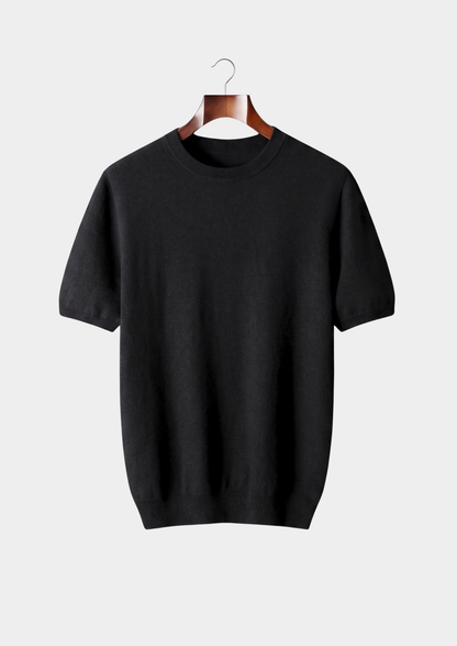 Premium Cashmere Classic Crewneck T-Shirt - Black | Arventti
