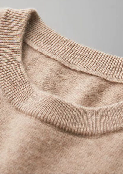 Premium Cashmere Classic Crewneck T-Shirt - Light Beige | Arventti