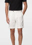 White Pleated Linen Seaside Shorts