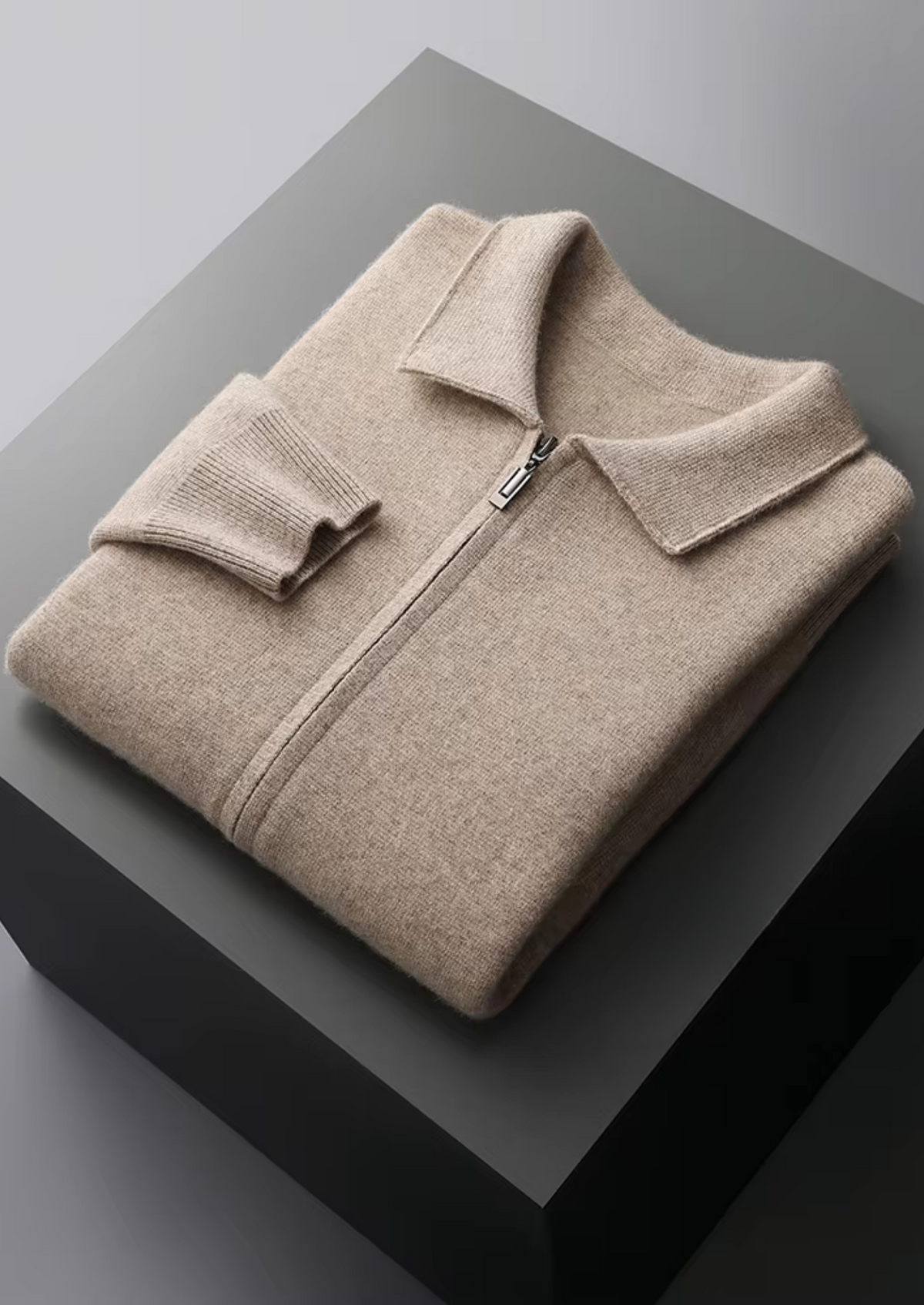 Pure Extra-Fine Merino Wool Zip Polo Cardigan | Arventti