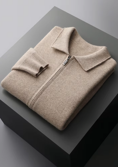 Pure Extra-Fine Merino Wool Zip Polo Cardigan | Arventti