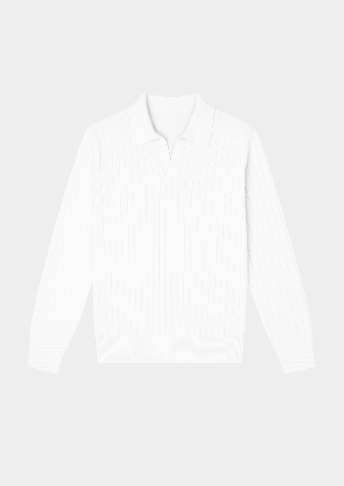 White Buttonless Ribbed Polo | Arventti