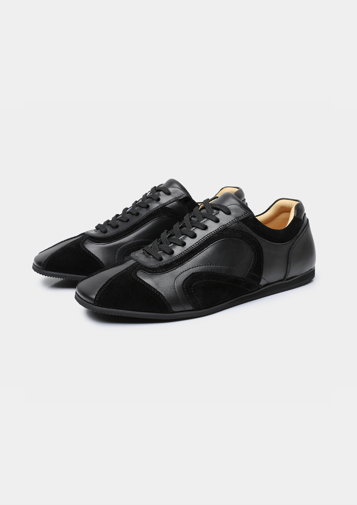 Black Retro Hybrid Suede Leather Runner | Arventti