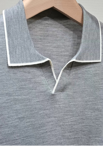 Ellis Light Gray Lightweight Polo Shirt | Arventti