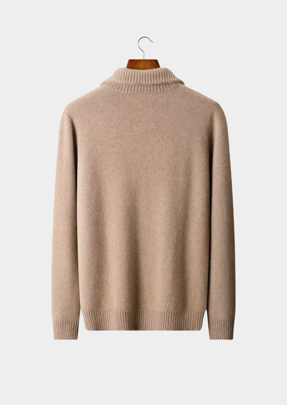 Pure Cashmere Beige Funnel Neck Cardigan | Arventti