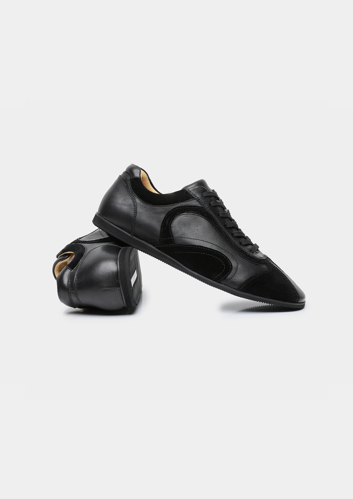 Black Retro Hybrid Suede Leather Runner | Arventti