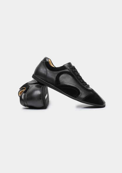 Black Retro Hybrid Suede Leather Runner | Arventti