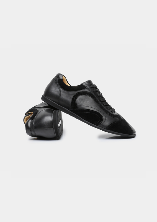 Black Retro Hybrid Suede Leather Runner | Arventti