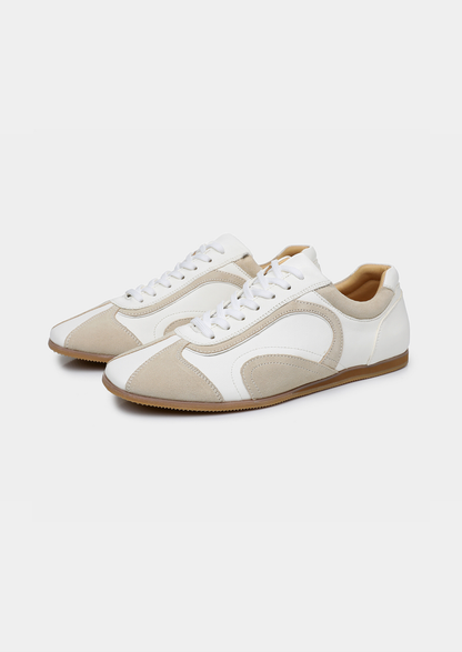 White Retro Hybrid Suede Leather Runner | Arventti