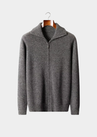 Pure Cashmere Heather Gray Funnel Neck Cardigan
