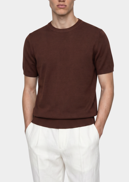 Essential Coffee Knitted Crewneck T-Shirt | Arventti