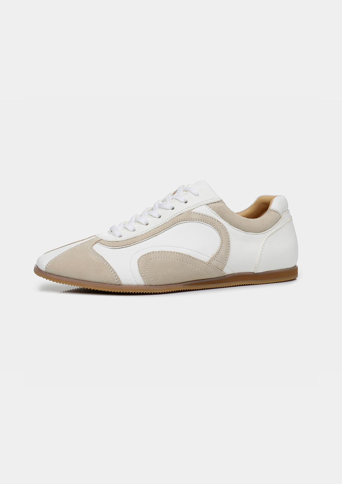 White Retro Hybrid Suede Leather Runner | Arventti
