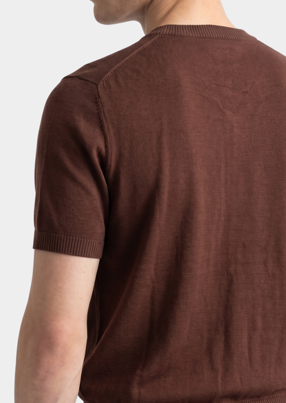 Essential Coffee Knitted Crewneck T-Shirt | Arventti