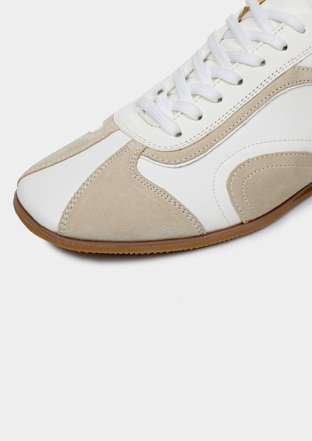 White Retro Hybrid Suede Leather Runner | Arventti