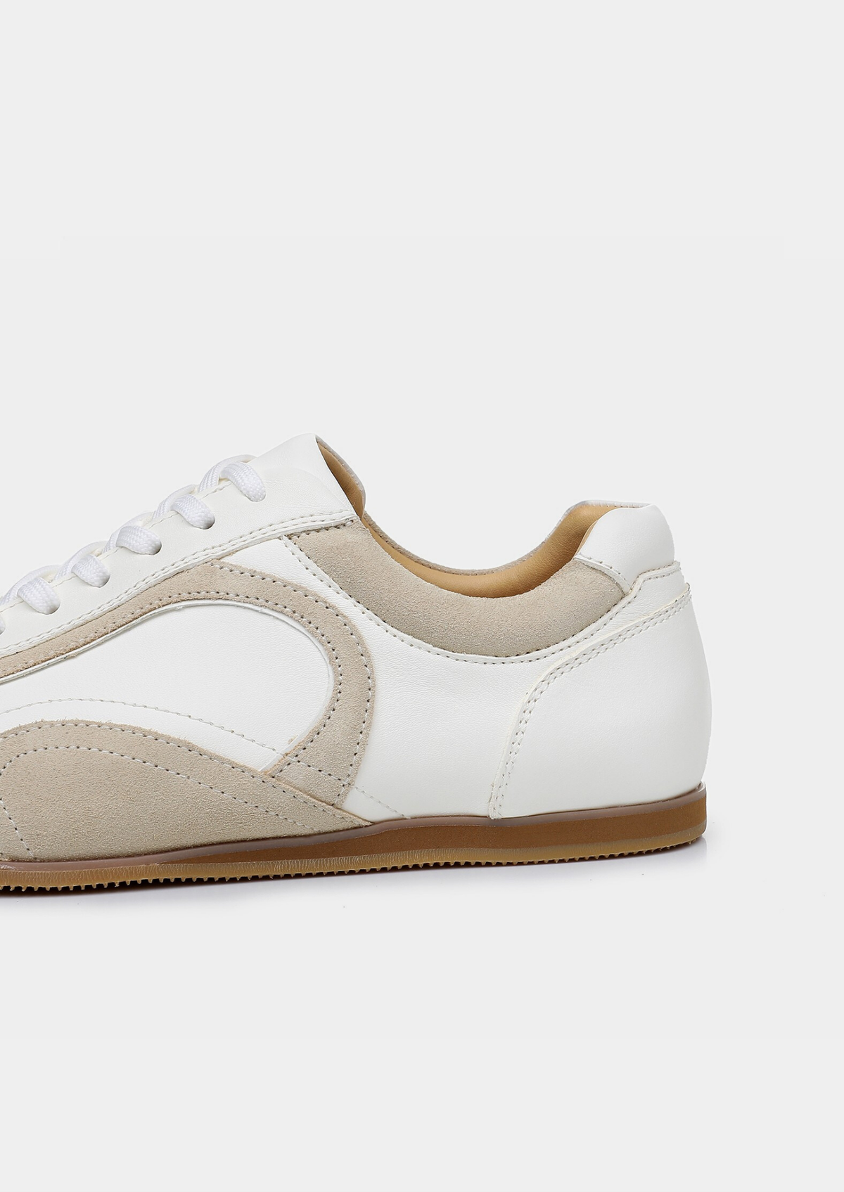 White Retro Hybrid Suede Leather Runner | Arventti