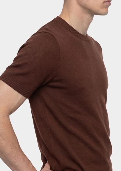Essential Coffee Knitted Crewneck T-Shirt | Arventti