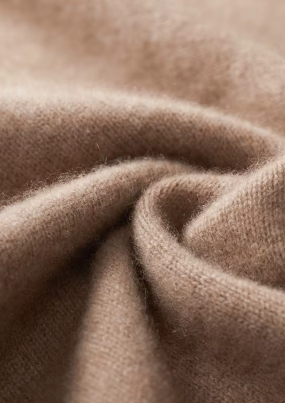 Pure Cashmere Beige Funnel Neck Cardigan | Arventti
