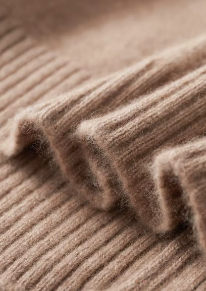 Pure Cashmere Beige Funnel Neck Cardigan | Arventti