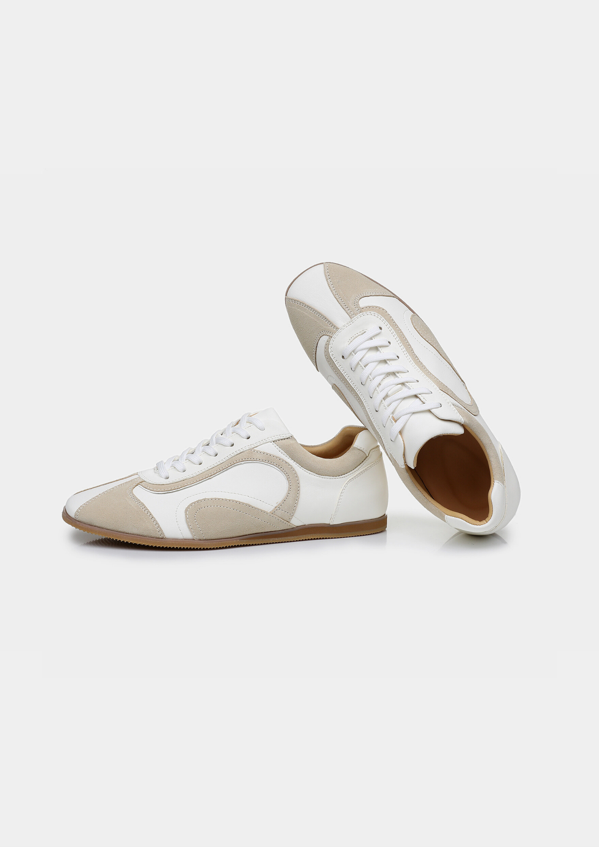 White Retro Hybrid Suede Leather Runner | Arventti