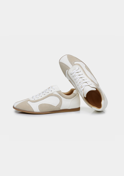 White Retro Hybrid Suede Leather Runner | Arventti