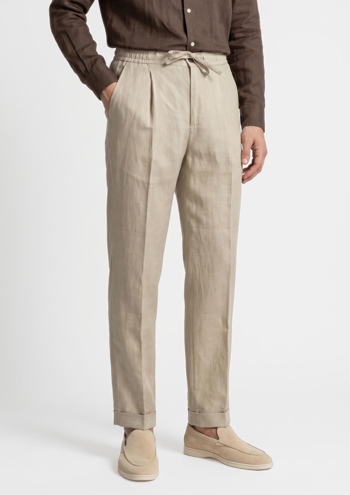 Drawstring Coastal Trousers - Sand | Arventti