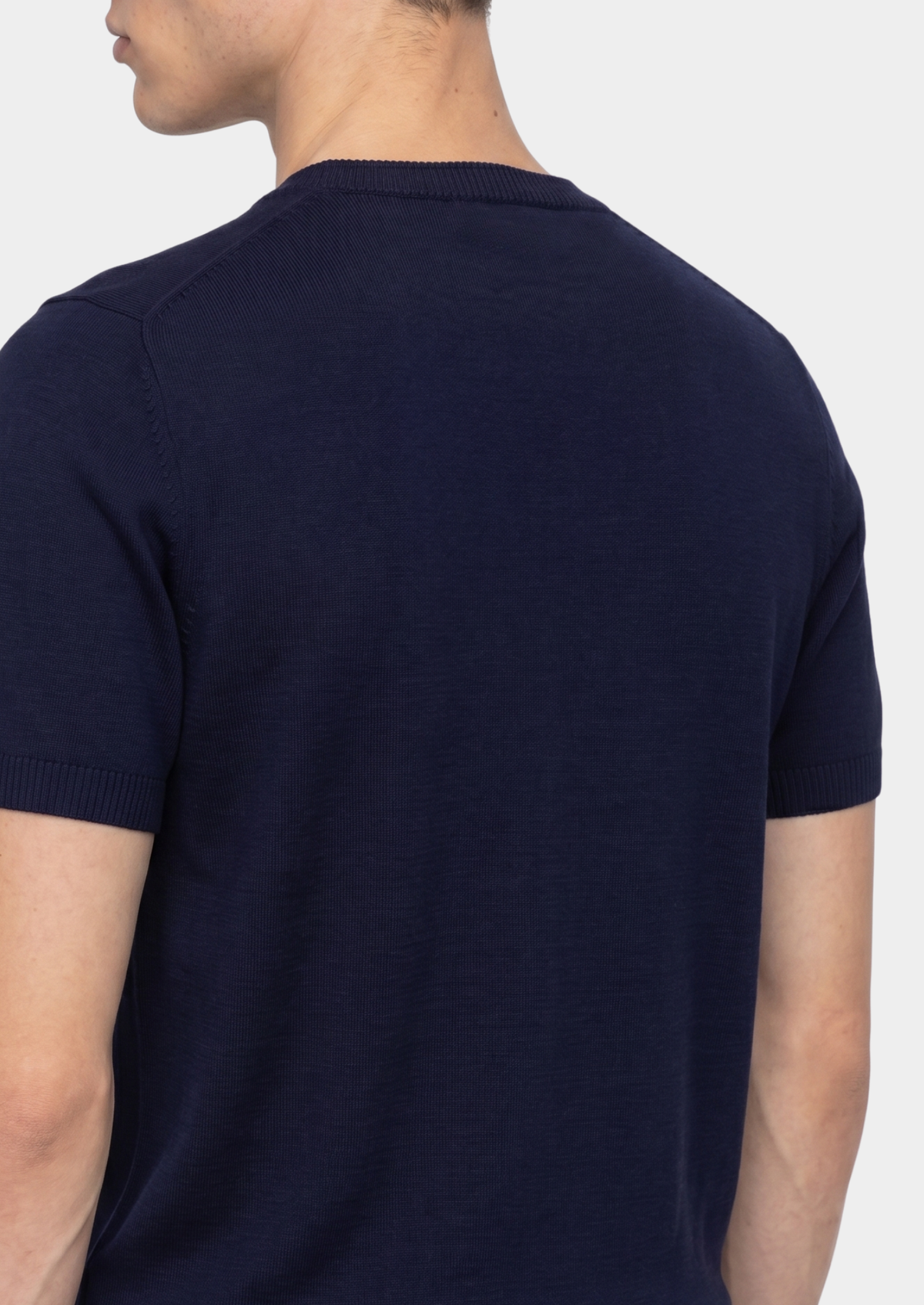 Essential Navy Blue Knitted Crewneck T-Shirt | Arventti