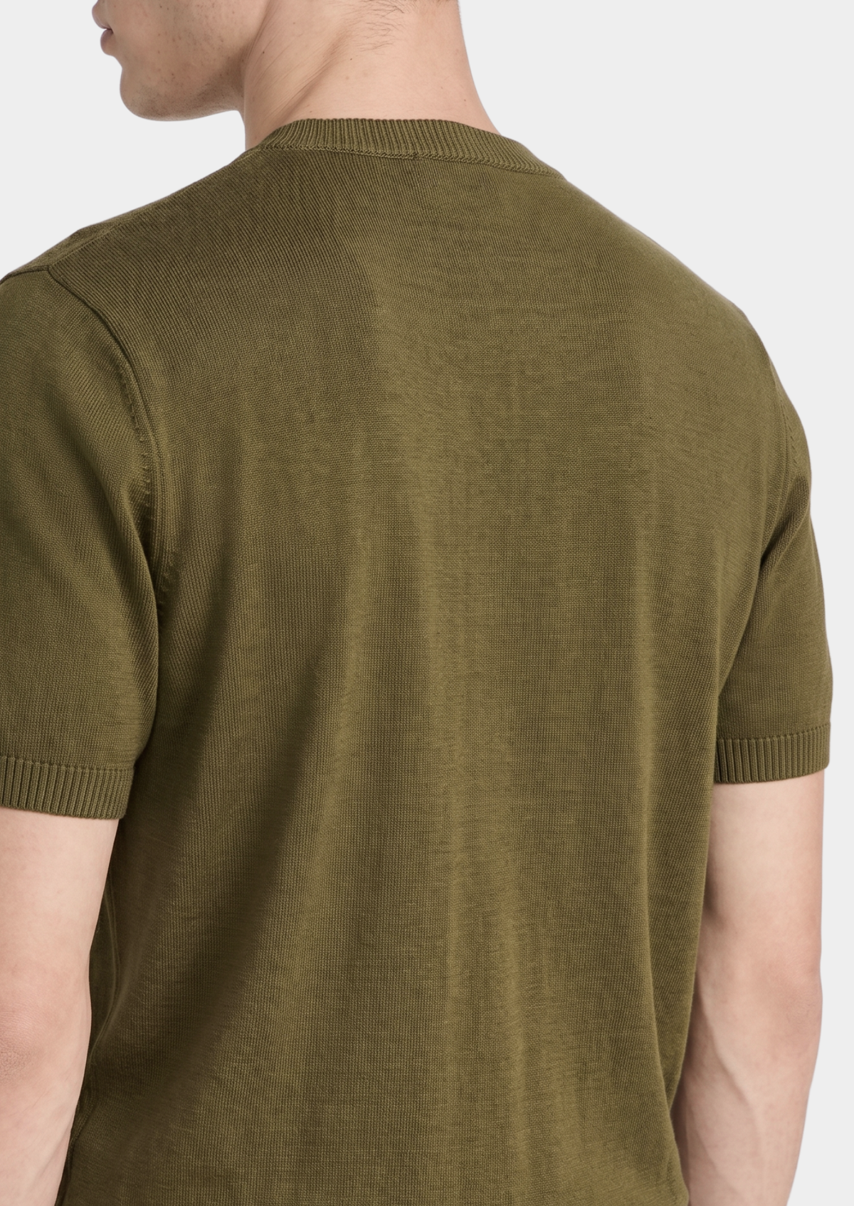Essential Olive Knitted Crewneck T-Shirt | Arventti