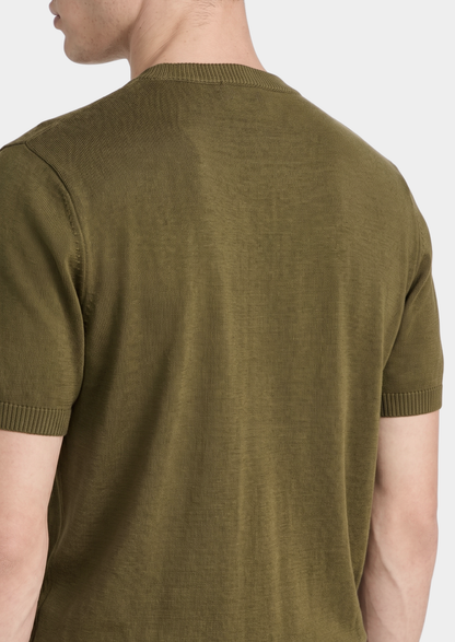 Essential Olive Knitted Crewneck T-Shirt | Arventti