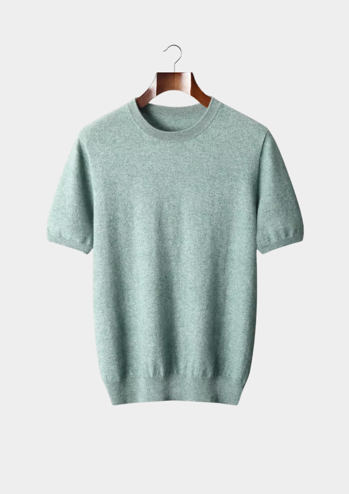 Premium Cashmere Classic Crewneck T-Shirt - Verdant Slate | Arventti
