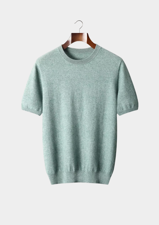 Premium Cashmere Classic Crewneck T-Shirt - Verdant Slate | Arventti
